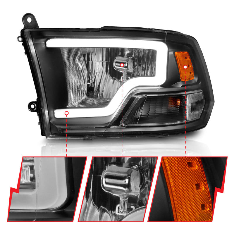 ADCARLIGHTS for 2009-2018 Dodge Ram Headlight Assembly compatible with 2009-2018 Ram 1500/2010-2018 Ram 2500 3500 Black Housing Amber Reflector Headlamp Replacement Left and Right ADCARLIGHTS for 2009-2018 Dodge Ram Headlight Assembly compatible with 2009-2018 Ram 1500/2010-2018 Ram 2500 3500 Black Housing Amber Reflector Headlamp Replacement Left and Right