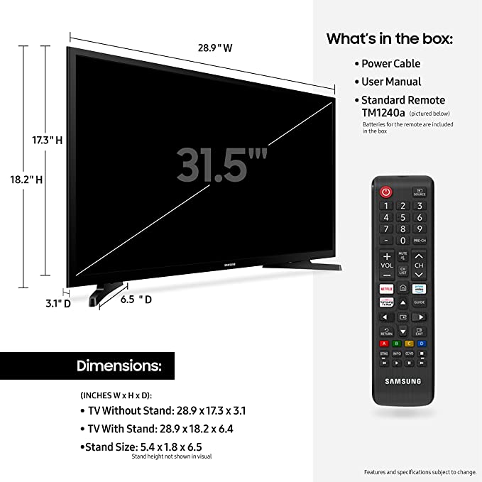32" Class N5300 Smart Full HD TV (2018) Dimensions