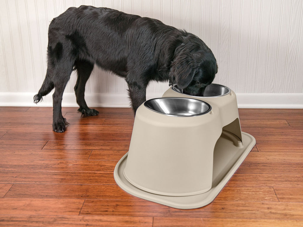 WeatherTech Double High Pet Feeding System - Elevated Dog/Cat Bowls - 14 inch High Dark Grey (DHC9614DGDG)
