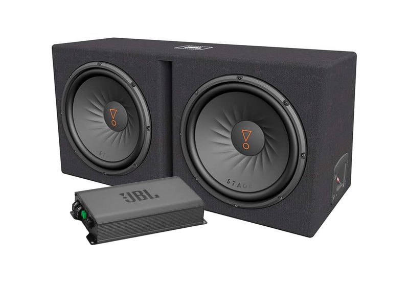 JBL Stage 1200D Ported Enclosure with GT 50011 Mono Car Subwoofer Amplifier (package)