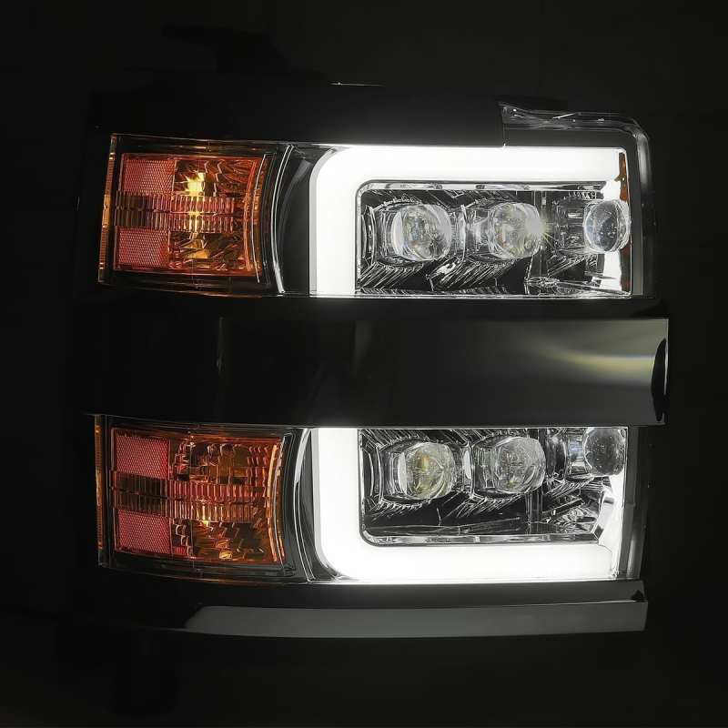 AlphaRex 15-18 Chevy 2500HD NOVA LED Proj Headlights Plank Style Chrome w/Activ Light/Seq Signal/DRL