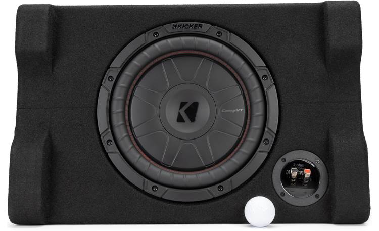 Kicker 52CVTDF102 Sealed downward-firing enclosure with 10" 2-ohm shallow-mount subwoofer