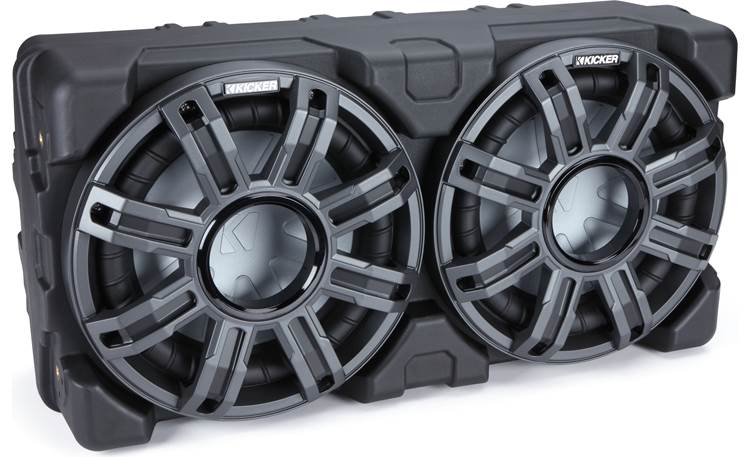 Kicker Weatherproof sealed enclosure with one 10" 4-ohm marine subwoofer and one 10" passive speaker 51MWLE104