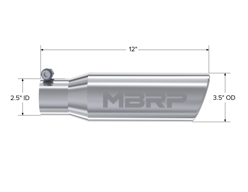 MBRP Universal Tip 3in O.D. Angled Rolled End 2 inlet 10 length