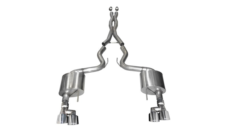 Corsa 18-19 Ford Mustang V8 5.0L 3in Cat-Back Dual Rear Exit w/ 4in Polished Pro-Series Tips