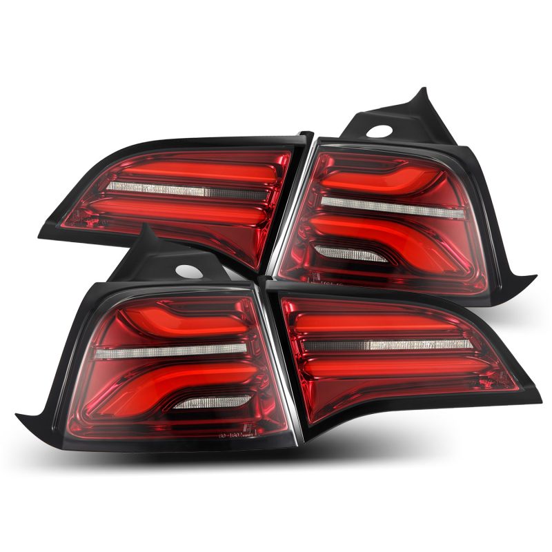AlphaRex 17-22 Tesla Model 3 PRO-Series LED Tail Lights Red Smoke w/Seq Sig