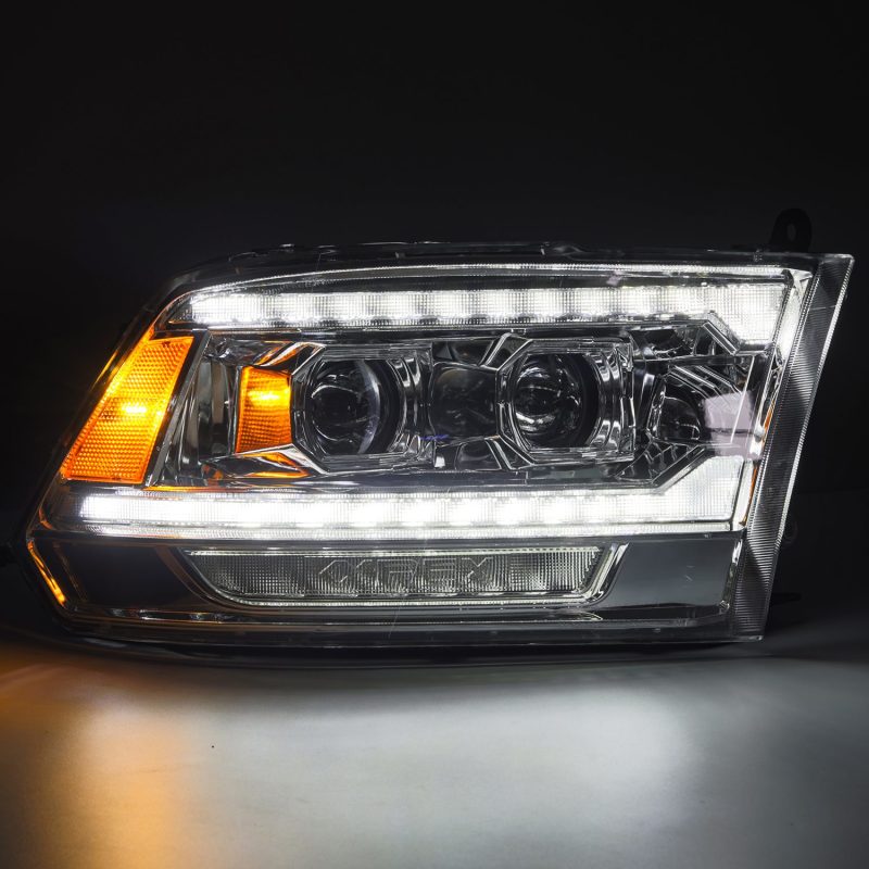 AlphaRex 09-18 Dodge Ram 2500 LUXX LED Proj Headlights Plank Style Chrm w/Activ Light/Seq Signal/DRL