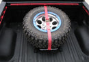 N-Fab Bed Mounted Tire Carrier Universal - Gloss Black - Red Strap