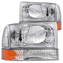 ANZO 2000-2004 Ford Excursion Crystal Headlights Chrome w/ Corner Lights 2pc