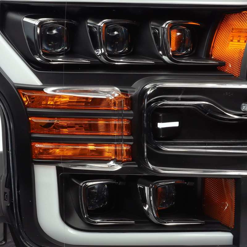 AlphaRex 17-20 Ford Raptor NOVA LED Proj Headlights Plank Style Matte Black w/Activ Light/Seq Signal