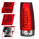 ANZO 1999-2000 Cadillac Escalade LED Taillights Chrome Housing Red/Clear Lens Pair
