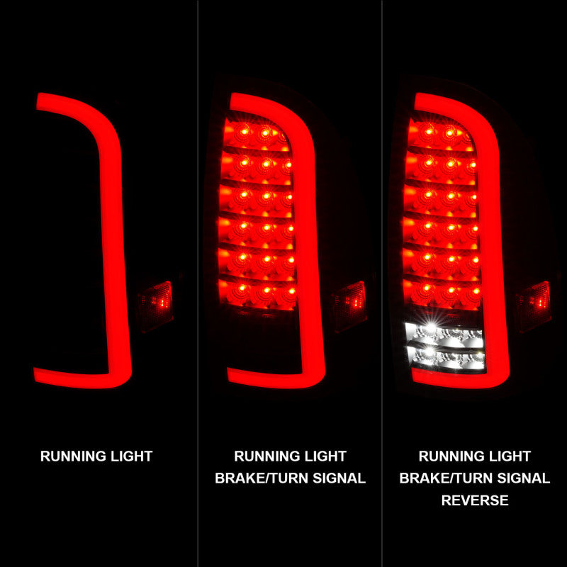 ANZO 05-15 Toyota Tacoma Full LED Tail Lights w/Light Bar Sequential Black Housing Clear Lens