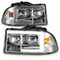 ANZO 97-04 Dodge Dakota/Durango Crystal headlight Set w/ Light Bar Chrome Housing