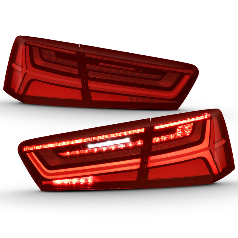 ANZO 2012-2018 Audi A6 LED Taillight Black Housing Red/Clear Lens 4 pcs (Sequential Signal)