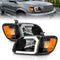 ANZO 00-04 Toyota Tundra (Fits Reg/Acc Cab Only) Crystal Headlights w/Light Bar Black w/Corner Light