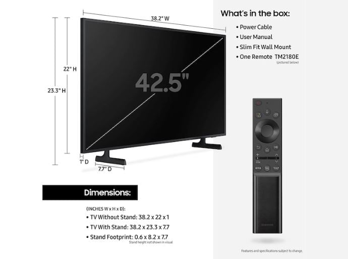 43” The Frame QLED 4K Smart TV (2021) dimensions