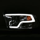 ANZO 09-18 Dodge Ram 1500 Plank Style Projector Headlights Chrome w/ Halo