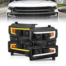 ANZO 19-22 Chevrolet Silverado 1500 LED Proj HL w/Lgt Bar SwBk Seq. Blk w/In. Light - Driver Side ON