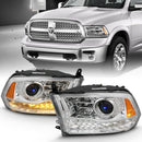 ANZO 2009-2018 Dodge Ram 1500 Projector Plank Style Switchback H.L Halo Chrome Amber (OE Style)