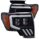 AlphaRex 09-14 Ford F-150 NOVA LED Proj Headlights Plank Style Matte Black w/Activ Light/Seq Signal