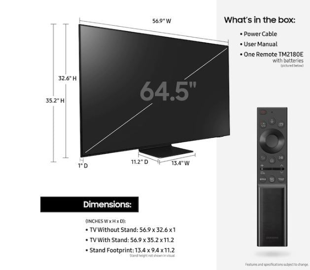 65" QN90A Samsung Neo QLED 4K Smart TV (2021 Model)