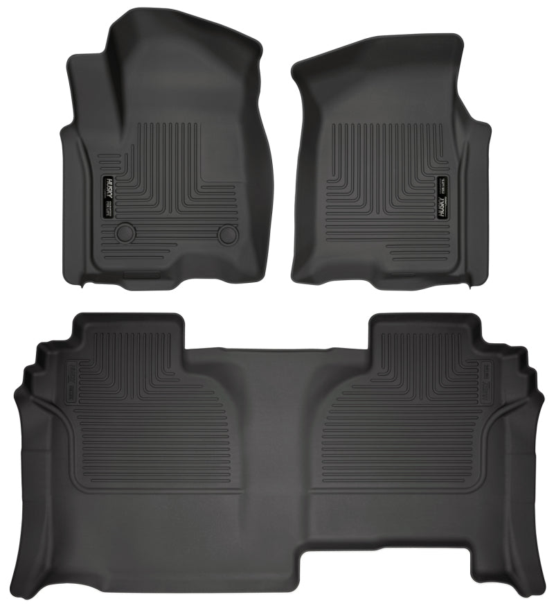 Husky Liners 19-23 GMC Sierra 1500 Double Cab Weatherbeater Black Front & 2nd Seat Floor Liners