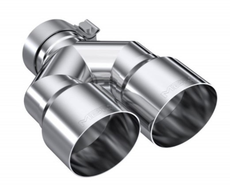 MBRP 3in ID / Dual 4in OD Out Staggered L 9.37in / R 9.87in Single Wall T304 SS Univ Exhaust Tip