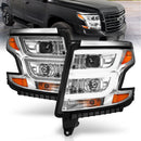 ANZO 2015-2020 Chevy Tahoe Projector Headlights Plank Style Chrome w/DRL