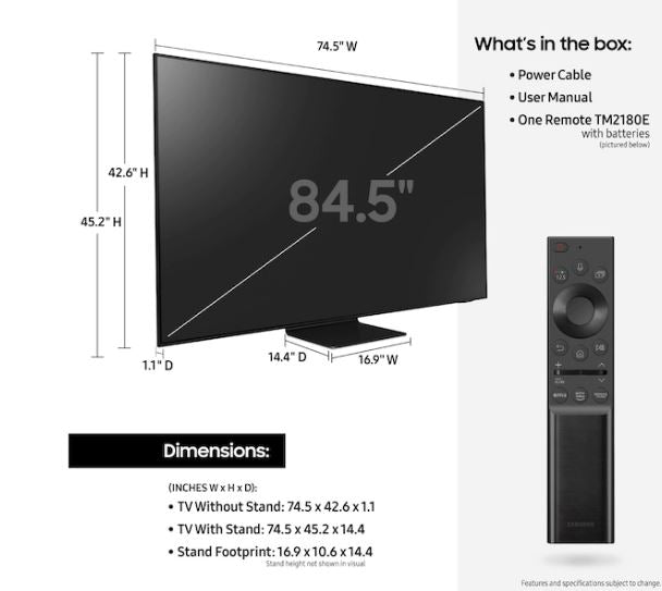 85" QN90A Samsung Neo QLED 4K Smart TV (2021 Model)