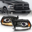 ANZO 2009-2018 Dodge Ram 1500 Projector Plank Style Switchback H.L Halo Black Amber (OE Style)