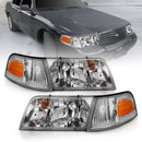 ANZO 1998-2005 Ford Crown Victoria Crystal Headlight Chrome With Bumper Light (OE)