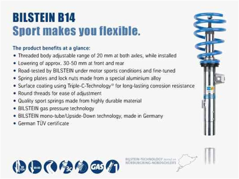 Bilstein B14 2005 Mini Cooper Base Convertible Front and Rear Suspension Kit