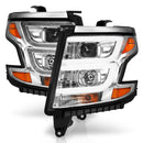 ANZO 2015-2020 Chevy Tahoe Projector Headlights Plank Style Chrome w/DRL