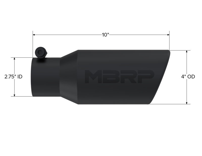 MBRP Universal Angled Rolled End Tip 4in OD / 2-3/4in Inlet / 10in Length - Black