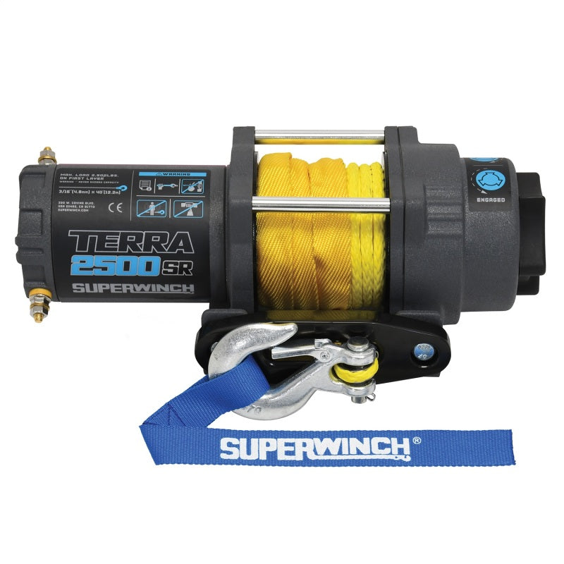 Superwinch 2500 LBS 12V DC 3/16in x 40ft Synthetic Rope Terra 2500SR Winch - Gray Wrinkle