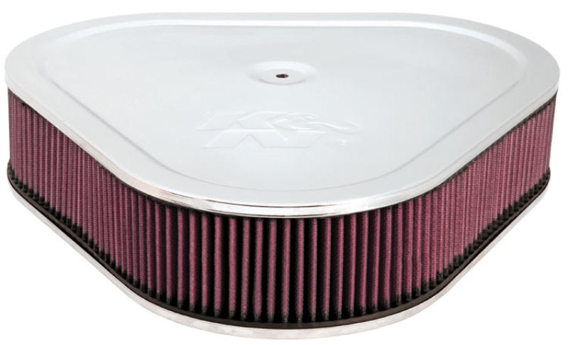 K&N Triangle Air Cleaner Assembly - Red - Size 14in - 5.125in Neck Flange x 3in Height