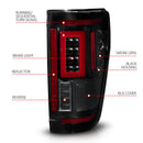 ANZO 21-23 Ford F-150 LED Taillights Seq. Signal w/BLIS Cover - Smoke Blk (For Factory Halogen ONLY)