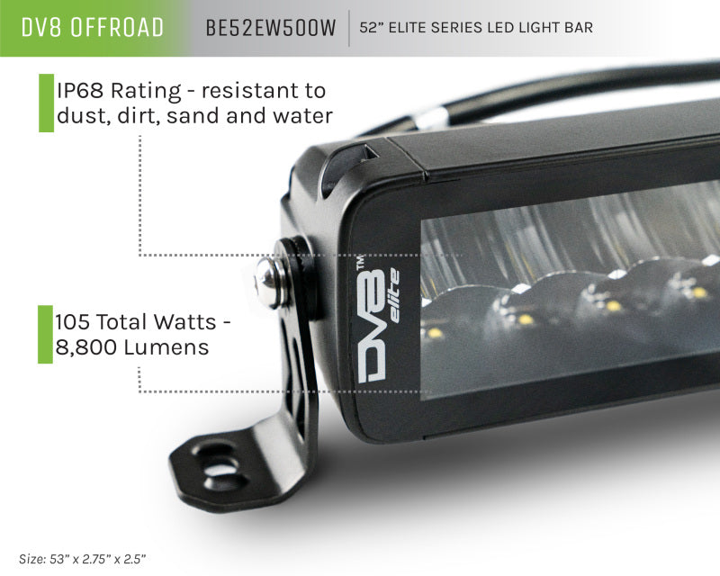 DV8 Offroad 52in Elite Series Light Bar 500W LED - Black