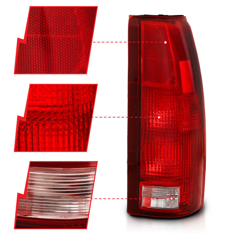 ANZO 1988-1999 Chevy C1500 Taillight Red/Clear Lens (OE Replacement)