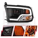 ANZO 09-18 Dodge Ram 1500 Plank Style Projector Headlights Black w/ Halo