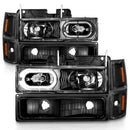 ANZO 88-98 Chevrolet C1500 Crystal Headlights Black Housing w/ Signal and Side Marker Lights