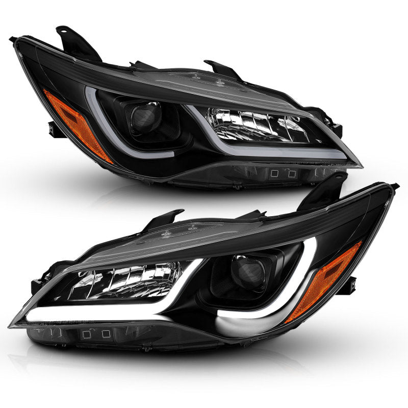 ANZO Projector Headlights With Plank Style Design Black w/Amber 15-16 Toyota Camry (4DR)