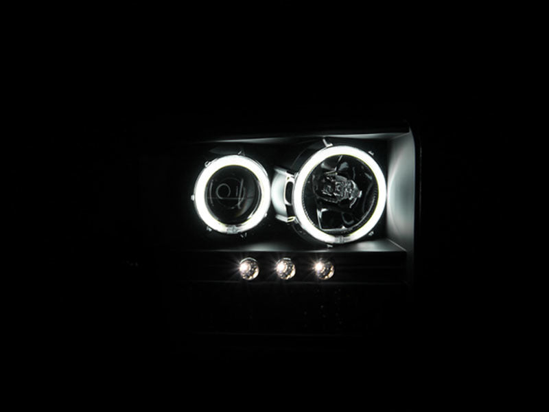 ANZO 2005-2007 Ford Excursion Projector Headlights w/ Halo Black w/ LED Strip (CCFL) 1pc