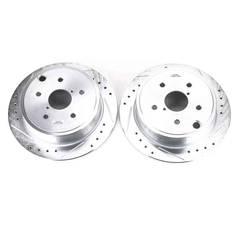Power Stop 15-19 Subaru WRX Rear Evolution Drilled & Slotted Rotors - Pair