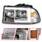 ANZO 97-04 Dodge Dakota/Durango Crystal headlight Set w/ Light Bar Chrome Housing
