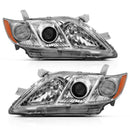 ANZO 2007-2009 Toyota Camry Projector Headlight Chrome Amber (OE Replacement)