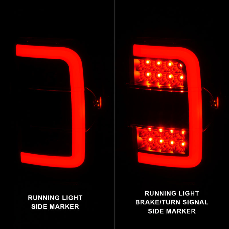 ANZO 2001-2011 Ford  Ranger LED Tail Lights w/ Light Bar Black Housing Clear Lens