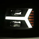 AlphaRex 07-13 Chevy 1500HD PRO-Series Proj Headlight Plank Style Gloss Blk w/Activ Light/Seq Signal