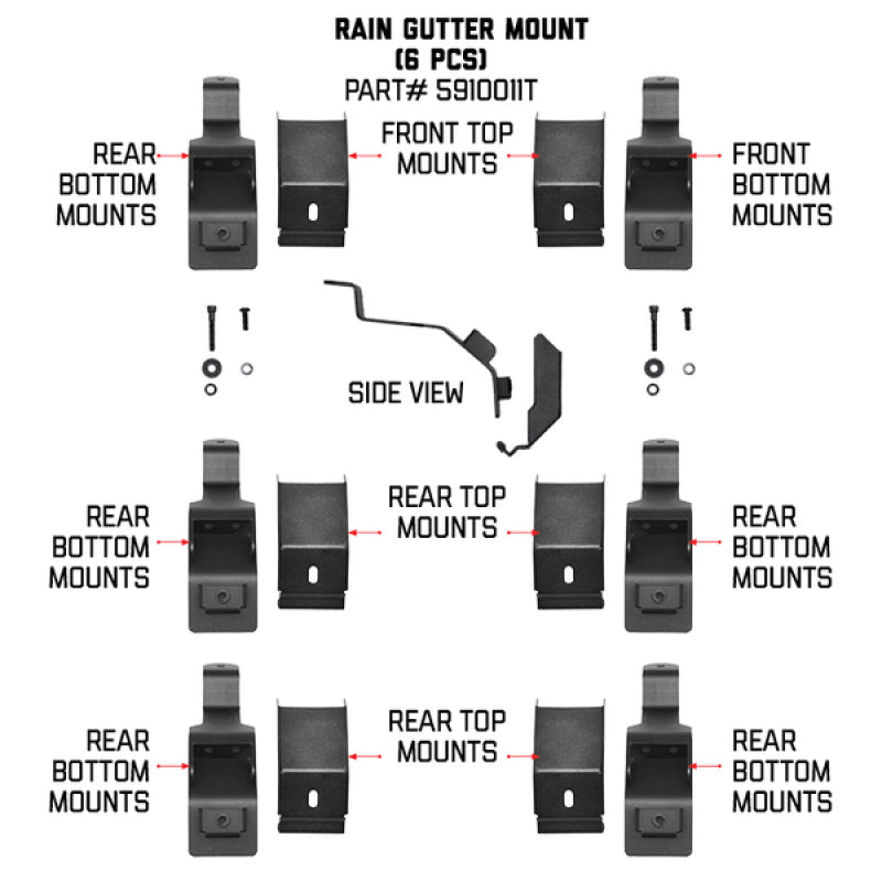 Go Rhino 6pc Rain Gutter Mounting Kit for SRM Rack