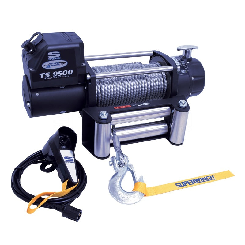 Superwinch 9500 LBS 12V DC 11/32in x 95ft Steel Rope Tiger Shark 9500 Winch